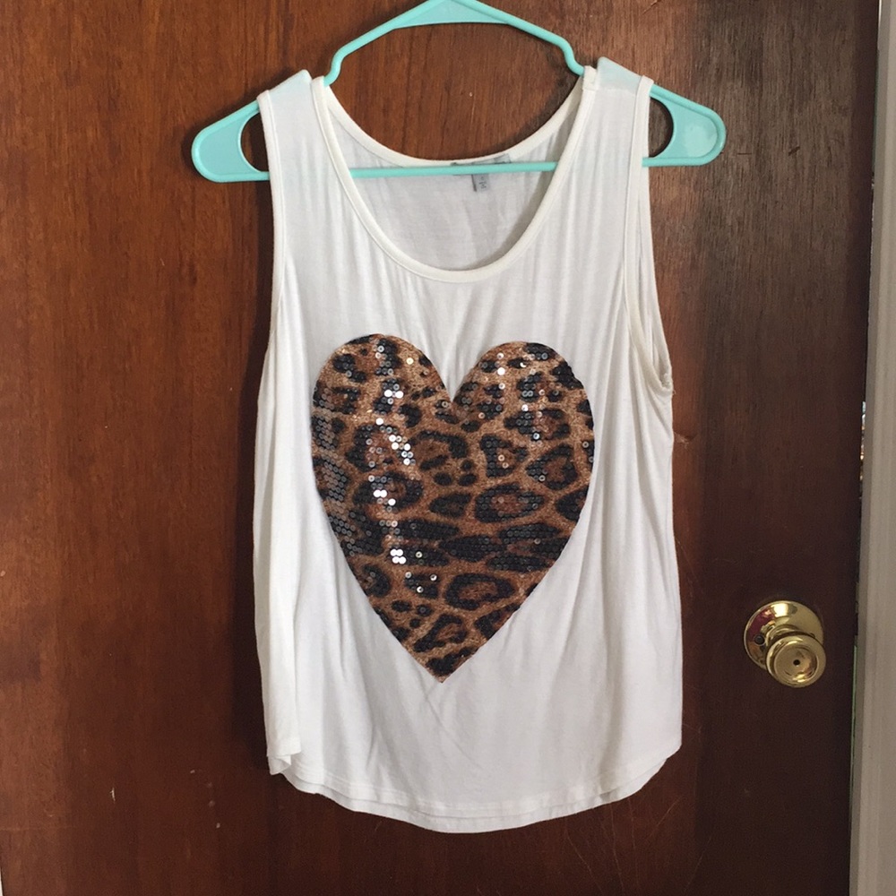 Leopard design white tank top